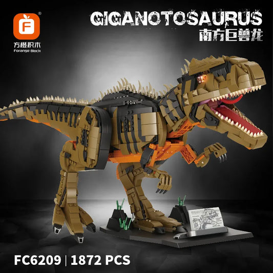 New MOC 1872-Piece Jurassic Dino World Giganotosaurus Building Kit: Blocks and Bricks for DIY Dinosaurs Park Figures. Ideal Toys and Gifts for Kids.