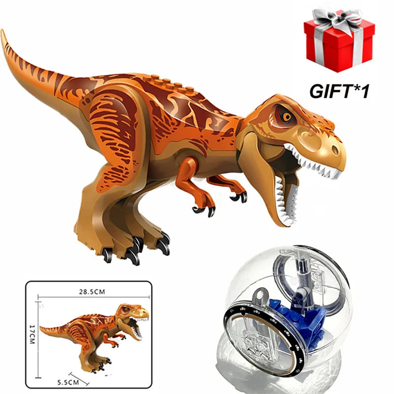 Jurassic World Building Blocks Set: Dinosaur Figures and Bricks with Escape Gyrosphere, Tyrannosaurus, and Indominus Rex. Perfect Assembly Toys for Kids.