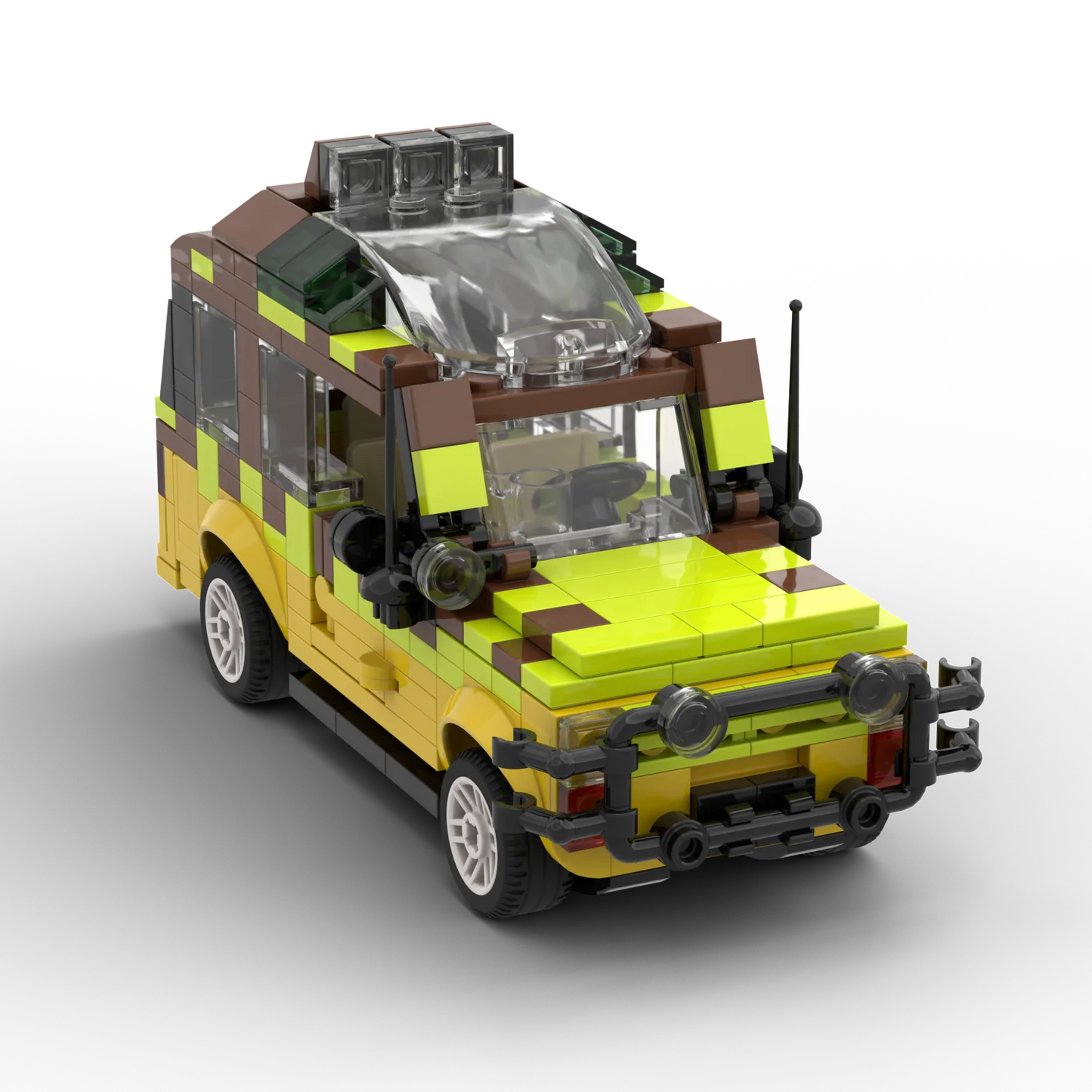 MOC Dinosaur Park Century SUV Explorer Soldier Building Blocks: German Willis Jeep and Antiaircraft Bricks Toy. Ideal for Children's Gifts.