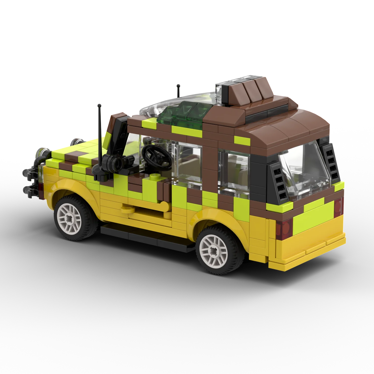 MOC Dinosaur Park Century SUV Explorer Soldier Building Blocks: German Willis Jeep and Antiaircraft Bricks Toy. Ideal for Children's Gifts.