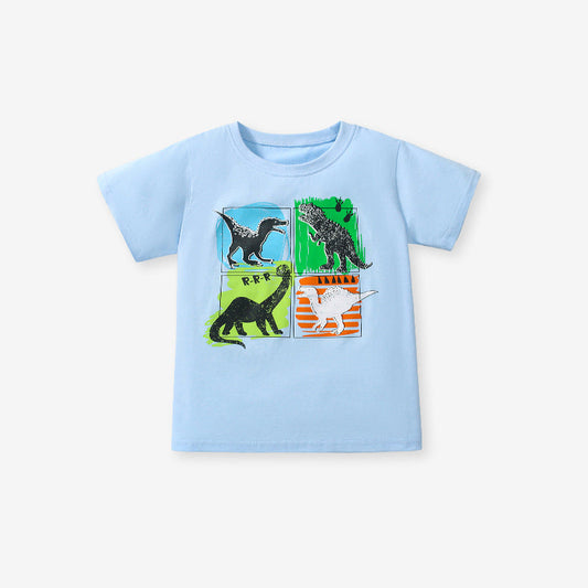 Boys’ Dinosaur Cartoon Print T-Shirt American Style